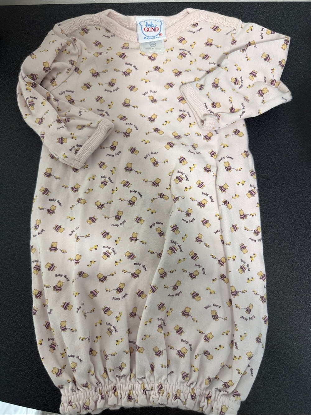Gund Baby Cream and Yellow Printed One-Piece Sleeper